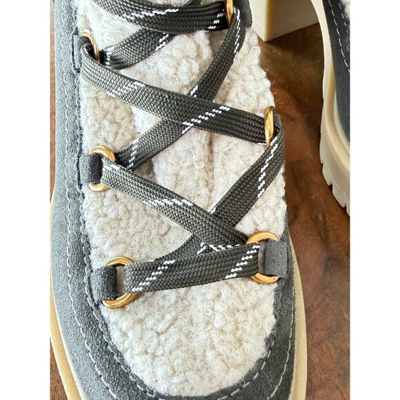 Dolce Vita Sherpa Lined Lace Up Gray/Brown Boot 3.5" Heel Womens 7.5 #0143C - Picture 8 of 12